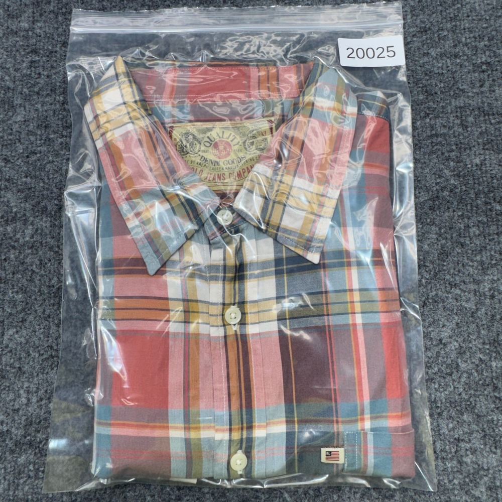 Vintage Polo Jeans Company Shirt Mens XL Red Plaid Short Sleeve Button Down 90s - Picture 9 of 9